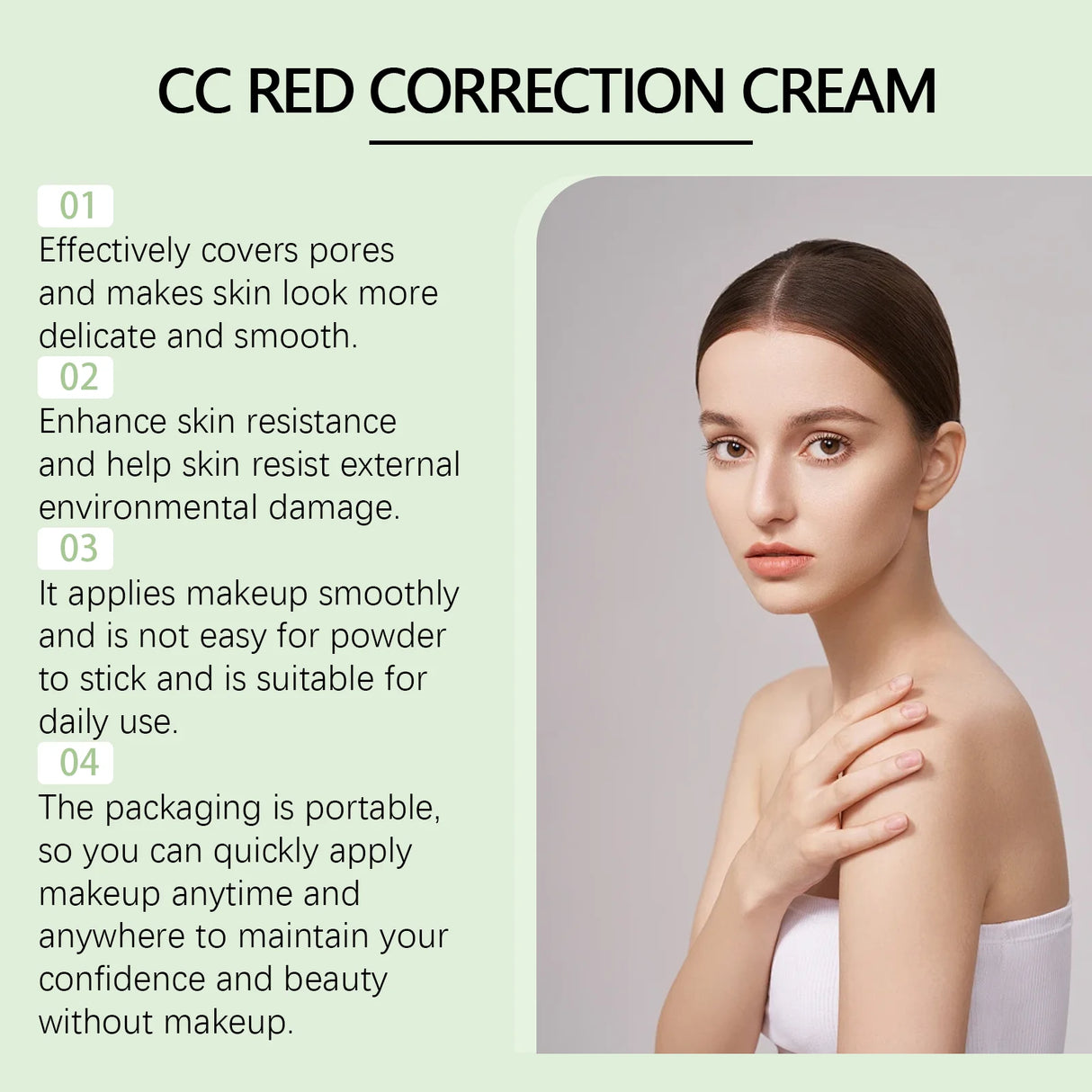 Centella Asiatica CC Cream Full Coverage Oil Control Brighten Skin Tone Long Lasting Cover Pores Moisturizing BB Cream Makeup