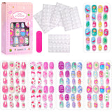 120Pcs Children's Press on Nails Kids Cartoon Acrylic Fake Nails Tips Kawaii Girl Full Cover Short False Nails With Jelly Glue#@