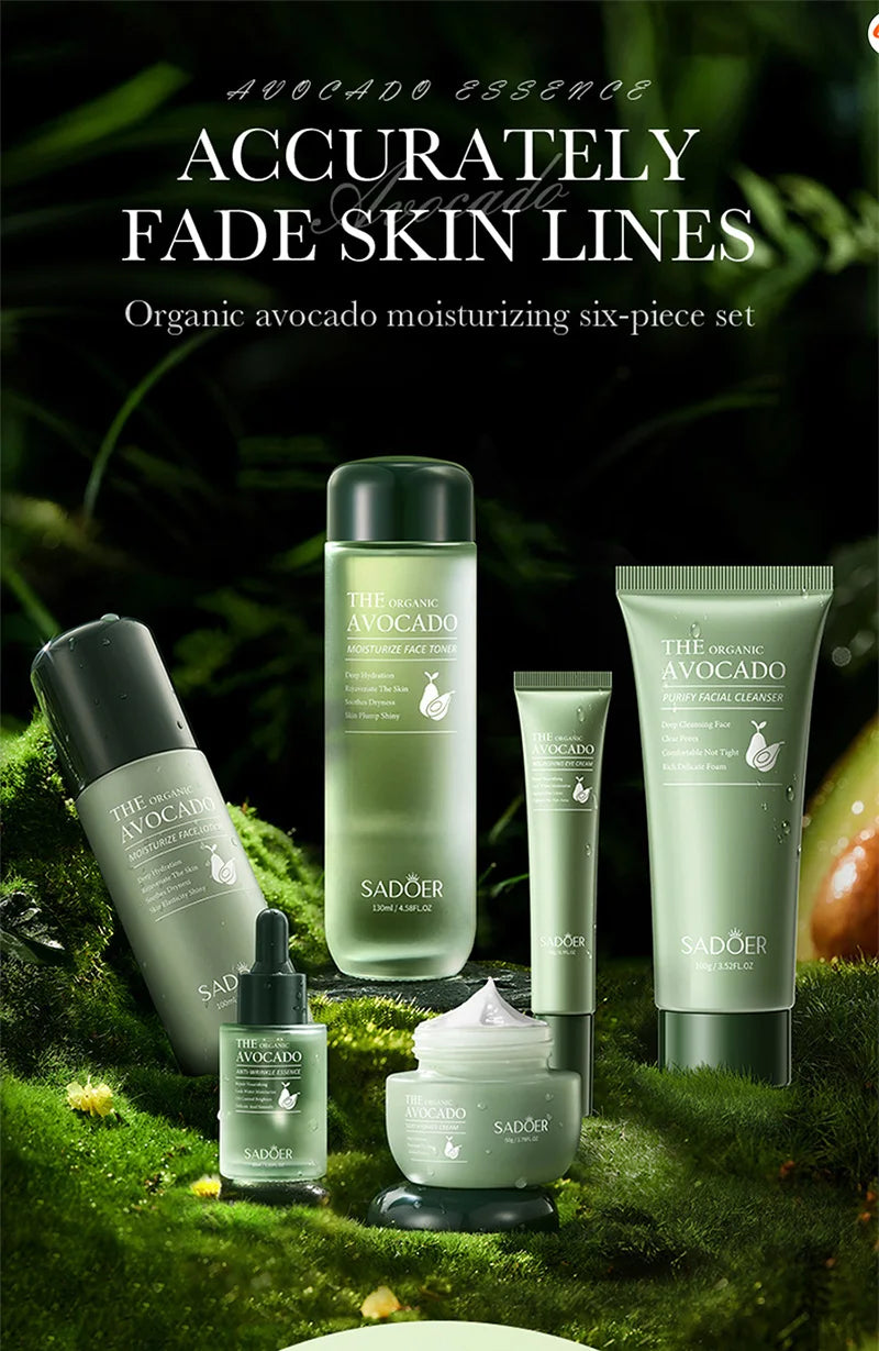 Avocado Skincare 6-Piece Set Includes Nourishing And Moisturizing Eye Cream, Face Cream, And Anti-Wrinkle Skincare Products.