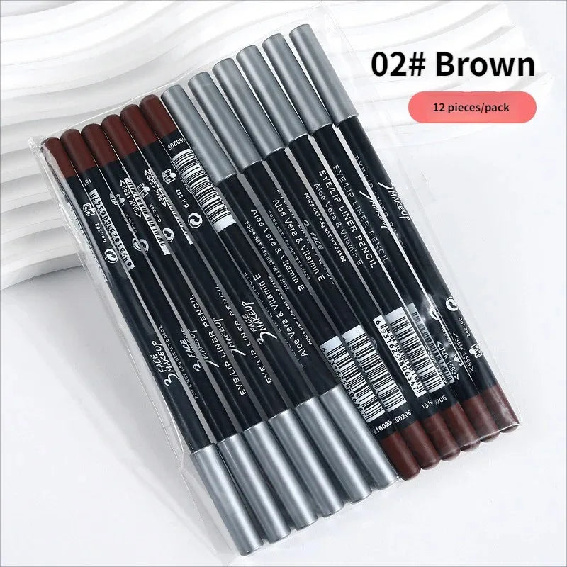 1/12Pc Waterproof Black Brown Eyeliner Pencils-Smudge-Proof Long-Lasting Beginner-Friendly Smooth High Pigmented Punk Eye Makeup