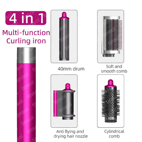 TINSOL 7 in 1 Multi-Function Hair Dryer & Styling Tool Automatic Curling Set 1300W Straightener Professional Salon Hair Dryer