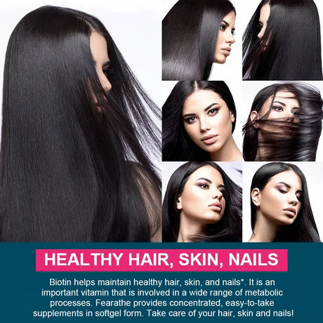 Biotin 40000mcg with Collagen, Support Hair Growth, Strong Nails, Radiant Skin & Anti-Aging, Strong Joints for Men and Women