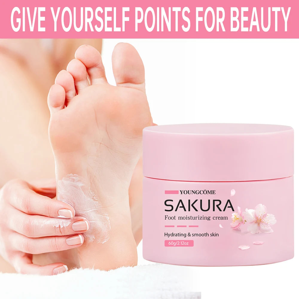 Sakura Foot Moisturizing Cream - Intensive Cracked Heel Repair, Urea 40% & Shea Butter, Overnight Renewal, For Dry Rough Feet