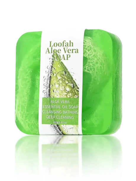 S+100g natural organic aloe vera luffa soap lemon whitening facial shower gel oil control moisturizing skincare luffa soap