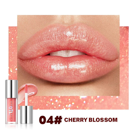 Qibest 8 Colors Moisturizing Diamond Shimmer Glitter Lip Gloss Makeup Sparkling Glitter Liquid Lipstick Pearl Lipgloss Tint