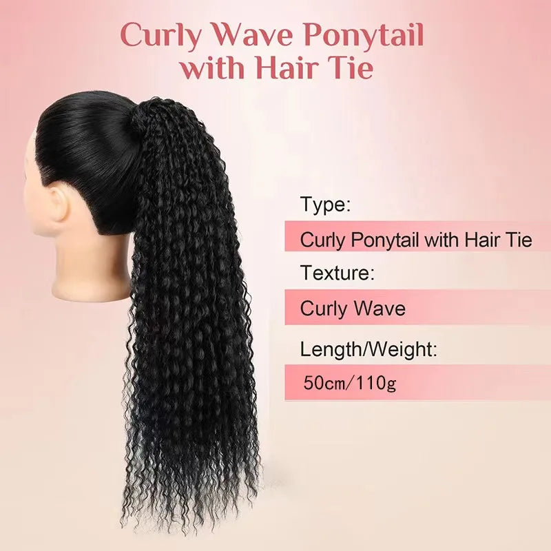 Synthetic wig Long curly hair fluffy explosive head corn whisker ponytail for women