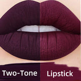 1PC Two-tone Waterproof Velvet Nude Lipstick Sexy Purple Brown Pigments Makeup Long-lasting Professional Cosmetics for Women Lip