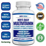 Daily Multivitamin for Men, for Prostate Energy Concentration Metabolism Immunity Vitamins: A C D E (B1 B2 B3 B5 B6 B7 B9 B12)