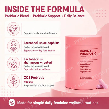 Women's Probiotic Capsules with Lactobacillus & Prebiotics for Gut and PH Balance Womens PH Support Feminine Care 60 Count