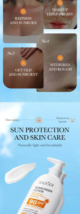 Super 220ml Aloe+Vitamin E Body And Face Sunscreen Lotion SPF 90 PA++++Whole Body Use Protect + Hydrate Moisturizing