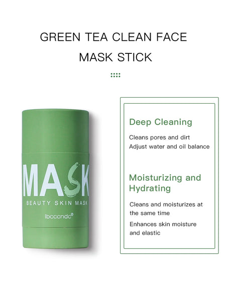 Face Clean Mask Green Tea Cleansing Stick Mask Shrink Pores Deep Blackhead Remover Facial Cleansing Moisturizing Mask 40g