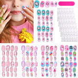 120Pcs Children's Press on Nails Kids Cartoon Acrylic Fake Nails Tips Kawaii Girl Full Cover Short False Nails With Jelly Glue#@