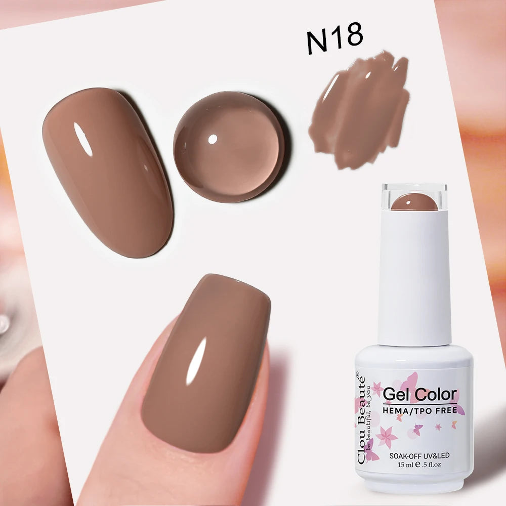 Clou Beaute Grey Color Nail Gel Polish Full Coverage Nail Polish Dark Red Gel Lacquer Varnish Vernis Semi Permanent Nail Art