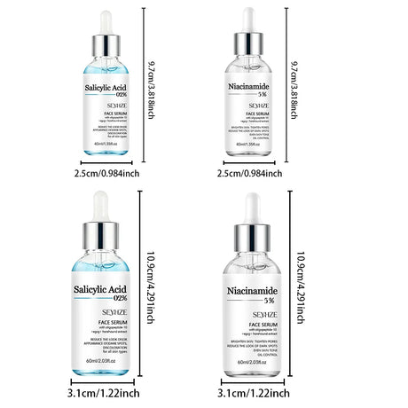 SEYHZE 2pcs Salicylic Acid Niacinamide Essence Set 5% Niacinamide Ceramides Purslane for Brightening Skin Tightening Pores Moist