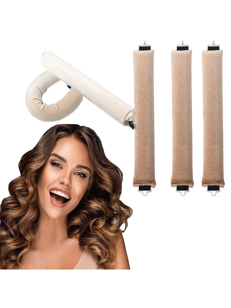 Heatless Hair Curling Rod Headband No Heat Soft Flexi Rollers Lazy Curls with Hook Sleeping Hair Styling Tool for Natural Look