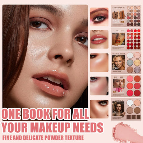 Eye Shadow Palette Five-page Flipbook Matte Pearlescent Lasting Non-smudge Multi-function Blush Contouring Highlighter Makeup
