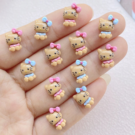 50Pcs Cute Mini Cartoon Cat Nail Art Resin Designer Charms DIY Craft For Nail 3D Decorations Jewelry