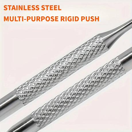 Stainless Steel Multi-Functional Dead Light Beige Remover & Cuticle Pusher Portable Nail Care Tool for Manicure Pedicure