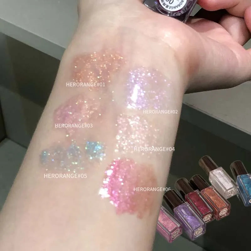 HERORANGE Glittering Mirror Lip Glaze, Watery Shimmering Light Lip Gloss Makeup 6 Colors, Hydrating Moisturizing, Long Lasting