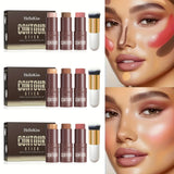 4pcs Contour Stick, Highlighter Stick, Blush Stick 4pcs Cream Contour Kit with Contour Brush, Create Face Contour, Non-greasy