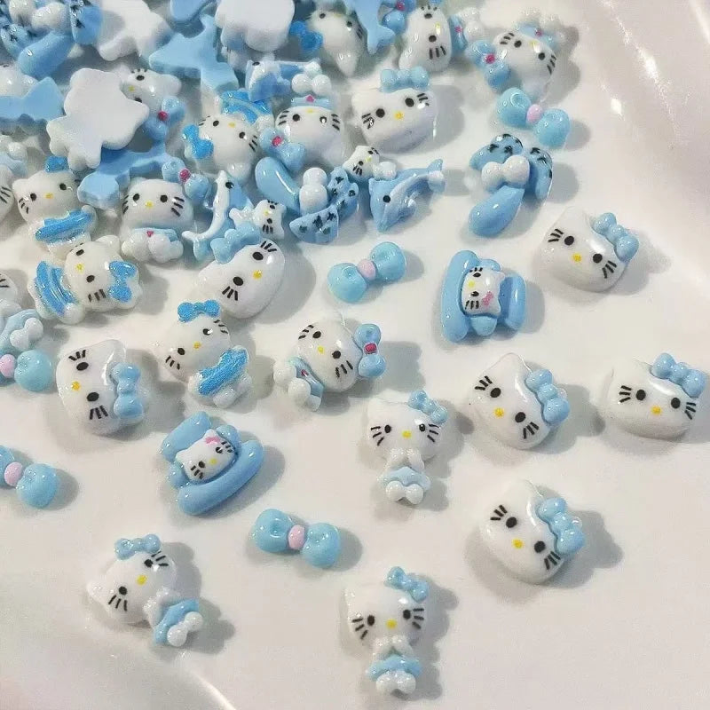50PCS Nail Parts Charms Cute Cartoon Hello Kitty Nail Art Jewelry Decoration Phone Case Hairpin Manicure Press On Accessories