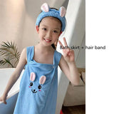 Children's bath towel, bathrobe, Wrap shower skirt Super soft children's absorbent beach towel suitable for 3-1 4year old girls