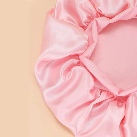 1Pc Women Wide Brim Satin Bonnet, Solid Color Waterproof Shower Cap Soft Silk Hair Protection Hat