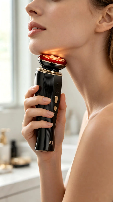 Three in One Red Light Facial and Neck Beauty Device A Skincare Tool Facial Massager That Eliminates Skin Swelling and Tightens the Skin