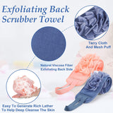 1pc Exfoliating Back Scrubber, Double Sided Exfoliating Cloth With Strap, Long Body Scrub Sponge Shower Loofah With Handle