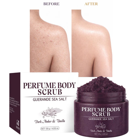 120g Sea Salt Perfume Exfoliating Body Scrub for Smooth Skin Body, Brighten Skin Tone,Amber & Vanilla Scent, Coral Rose Scent