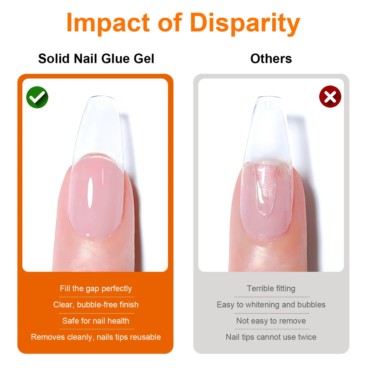 TWOING 8g Clear Solid Nail Tips Gel Long Lasting Strong Adhesion UV/LED Building Gel for Nails Home Salon Manicure DIY Design