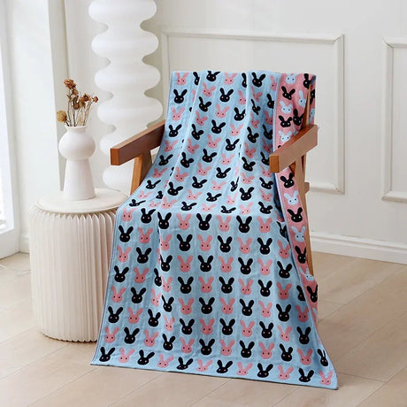 Two Three Layers Pure Cotton Gauze Bath Towel Adult Girl Kawaii Cartoon Towel 70x140cm Home Absorbent Bathroom Wrap Quick-Dry