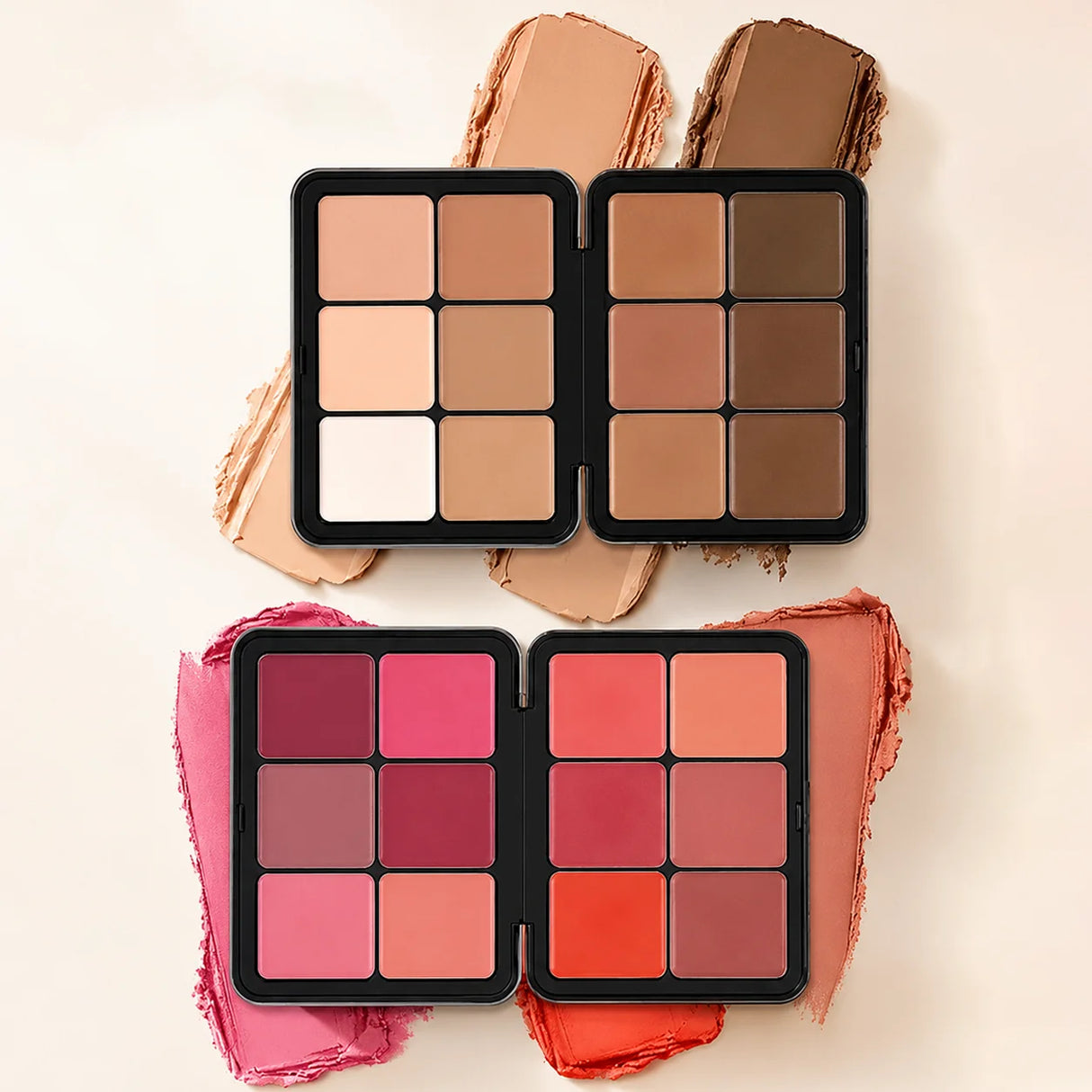 Cream Blush Contour Concealer Palette, 12 Shades Multi-Use Cream Makeup Palette for Face, Blendable Matte Cream Bronzer Highlighter Blush Pigment, Long Lasting Cream Foundation Camo Palette for Cheek,