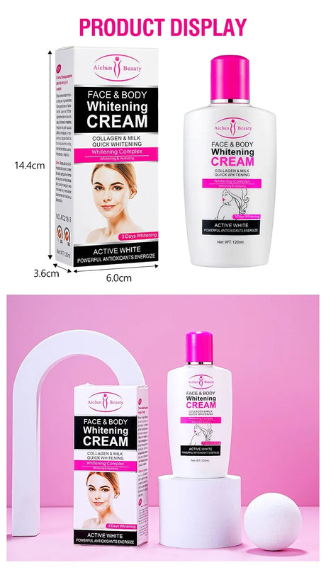 Body Lotion Whitening Moisturizing Dark Skin Bleaching Collagen Milk Face Body Cream Skin Care Body Leg Arm Lightening Smooth