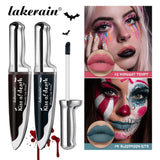 Lakerain Fake Bloody Lip Gloss Long Lasting Waterproof Spill-proof Gel-like Matte Lip Tinting Halloween Party Lip Cosmetics