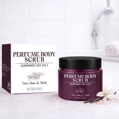 120g Sea Salt Perfume Exfoliating Body Scrub for Smooth Skin Body, Brighten Skin Tone,Amber & Vanilla Scent, Coral Rose Scent