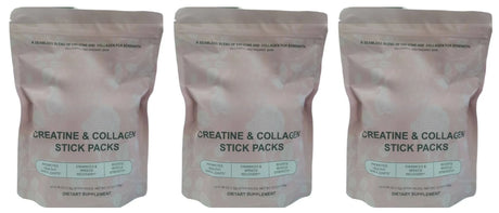 Creatine & Collagen Powder Stick Packs Supports Strength Recovery & Skin Health – Daily Nutrition Supplement  20Servings Per Bag