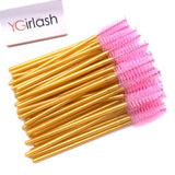YGirlash 50Pcs Lash Swans Crystal Eyelash Applicator Disposable Diamond Handle Nylon Mascara Wands Brush Cosmetic Tools