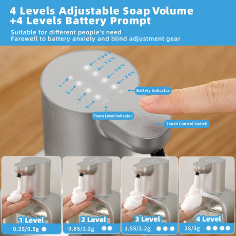 New Wall Mounted Automatic Soap Dispenser Foam Smart Hand Washing Machine 500ml Liquid Rechargeable Bathroom Induction Sensor
