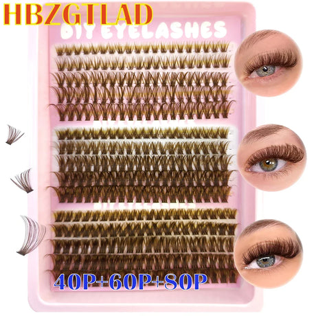 AMSDCN  40P-120Pnaturally 240 clusters  Spikes Brown eyelash clustersfaux cils eyelash extensions Wispy Lashes