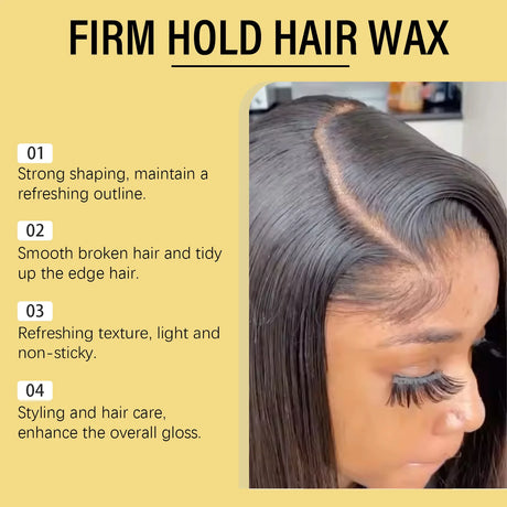 Edge Tame Firm Hold Hair Wax Natural Finish Long Lasting Style Control Frizz Free Smoothing Texture Professional Salon Hair Care