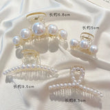 Simulated Pearl Hair Claws for Women Korean Acrylic Hair Clips Girls Large Size Barrette Shark Clip Fashion Hair Accessories