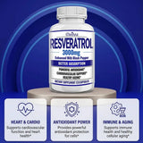 Resveratrol Supplement Capsules - Anti-Aging, Cardiovascular & Joint Support, Skin Health