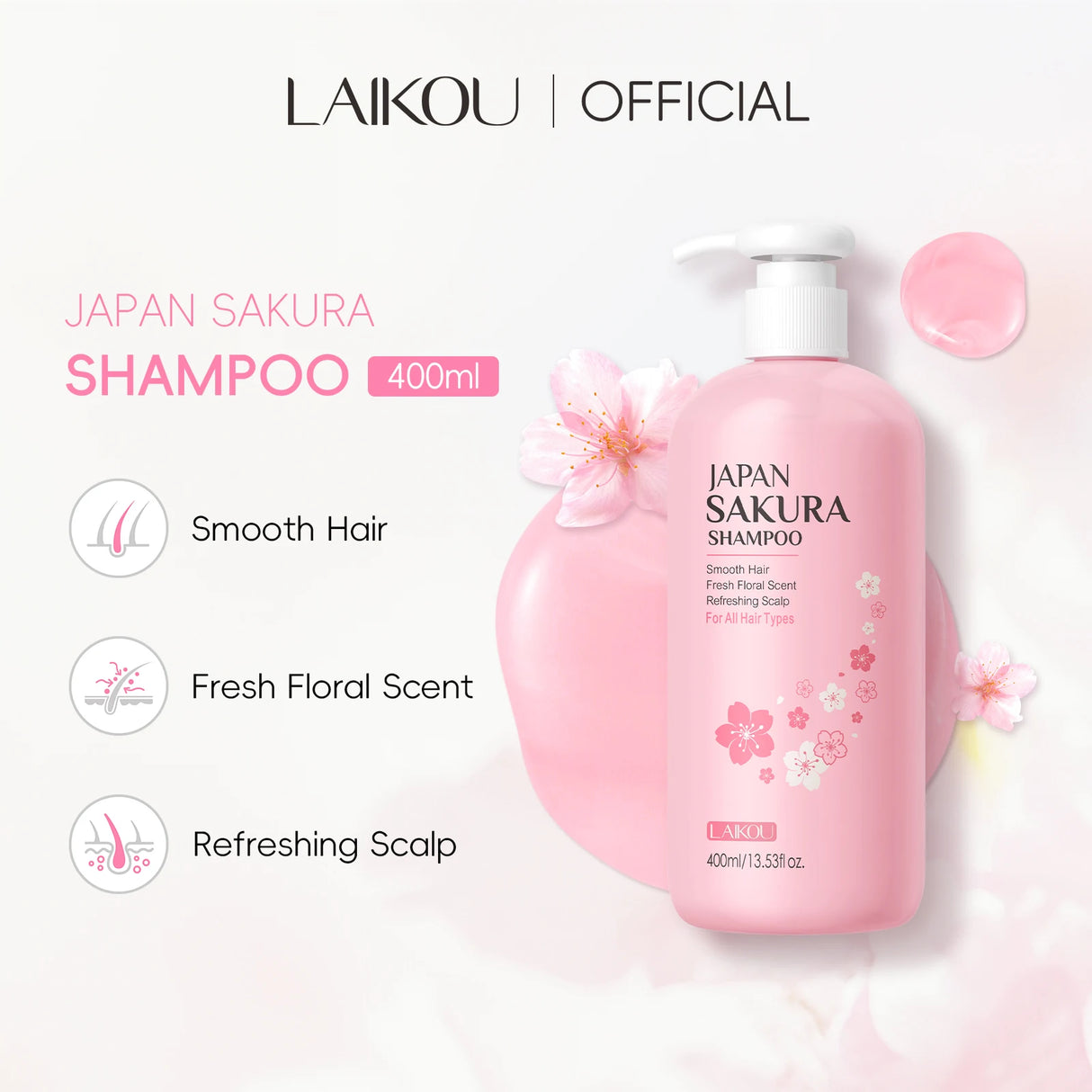 LAIKOU Japan Sakura Shampoo Repair Anti Split Ends Smooth Frizz Dry Hair