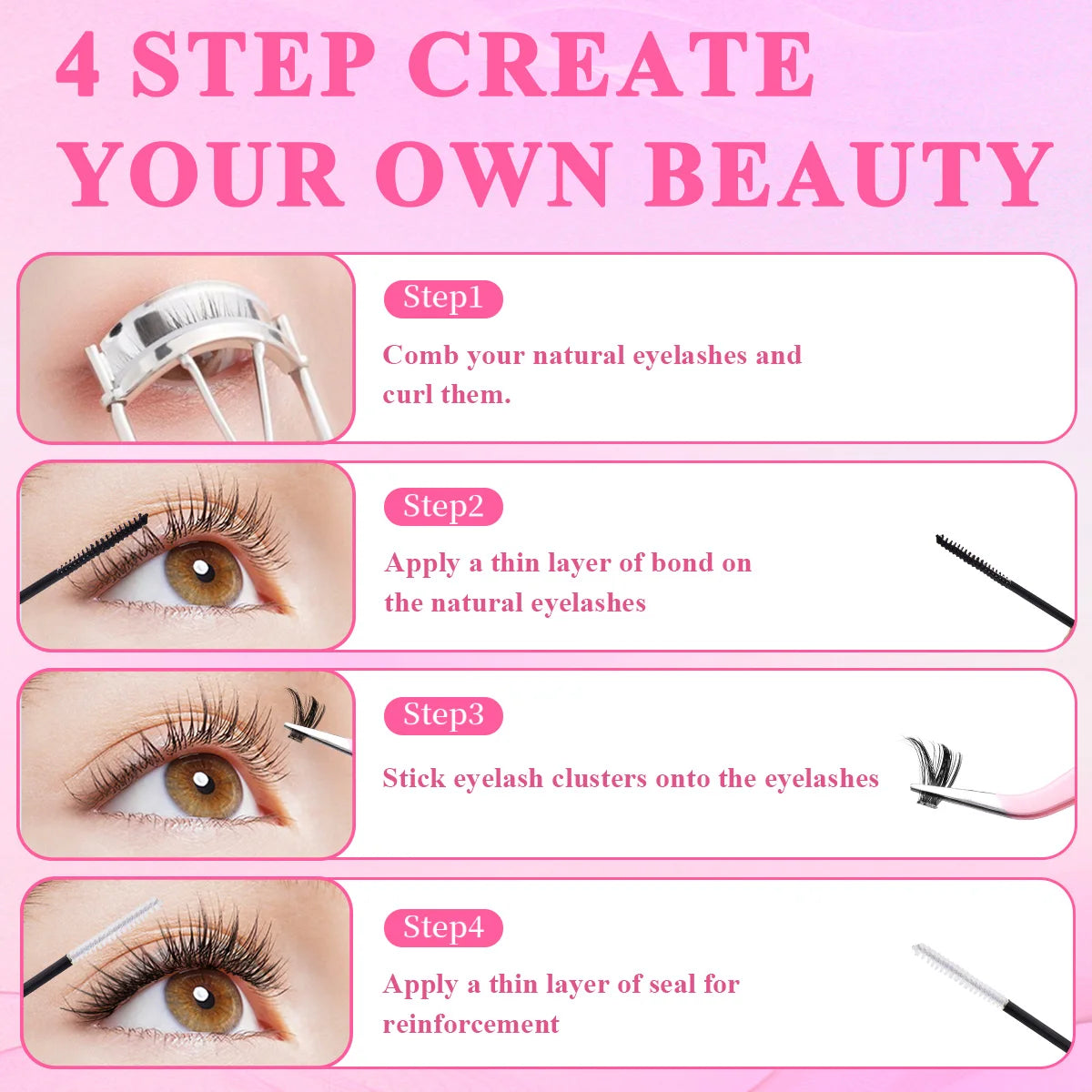 SEEUI DIY Eyelash Extension Bond & Seal Strong Hold Gentle Comfortable Lash Adhesive for All Day Wear For Use 2 in 1