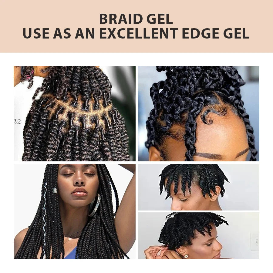 Styling Braiding Gel Wax Carbomer Long Lasting Strong Hold Pomade Anti-Frizz Smooth Hair Finishing Shaping Hair Edge Control