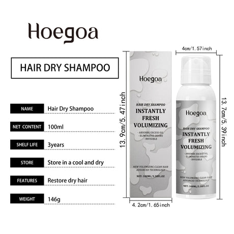 Dry Shampoo Spray Instant Volume Boost Oil Control No Water Needed Portable Clean Hair Fluffy and Shiny Hair Care Shampoo Spray
