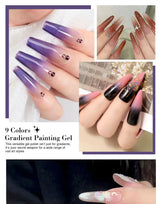 LIMEGIRL 9 Color Gradient Painting Gel Nail Art Design DIY Solid Gel Nail Polish Quickly Carved Petal Nail Painting Gel