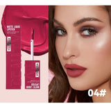 6 Colors of Long-Lasting Velvet Liquid Lipstick with Matte Texture Waterproof Non-Stick Cup Professional Lip Makeup Products