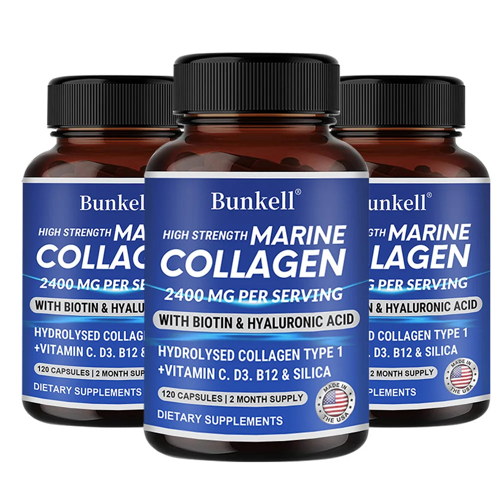 Marine Collagen 2400 Mg | Contains Hyaluronic Acid, Vitamin C and Biotin | High Strength Collagen Supplement for Men and Women